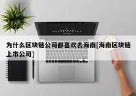 为什么区块链公司都喜欢去海南[海南区块链上市公司]